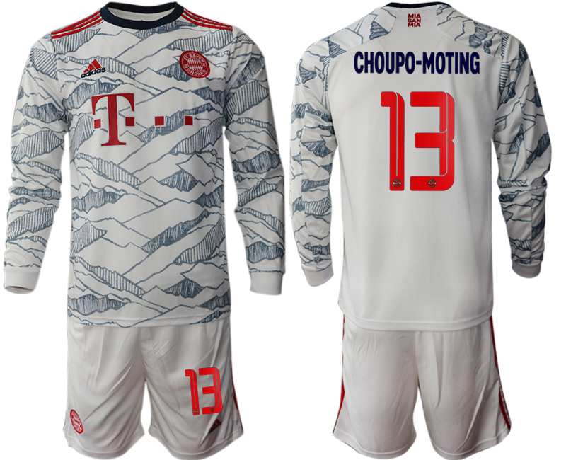 Men 2021-2022 Club Bayern Munich Second away white Long Sleeve #13 Soccer Jersey->bayern munich jersey->Soccer Club Jersey